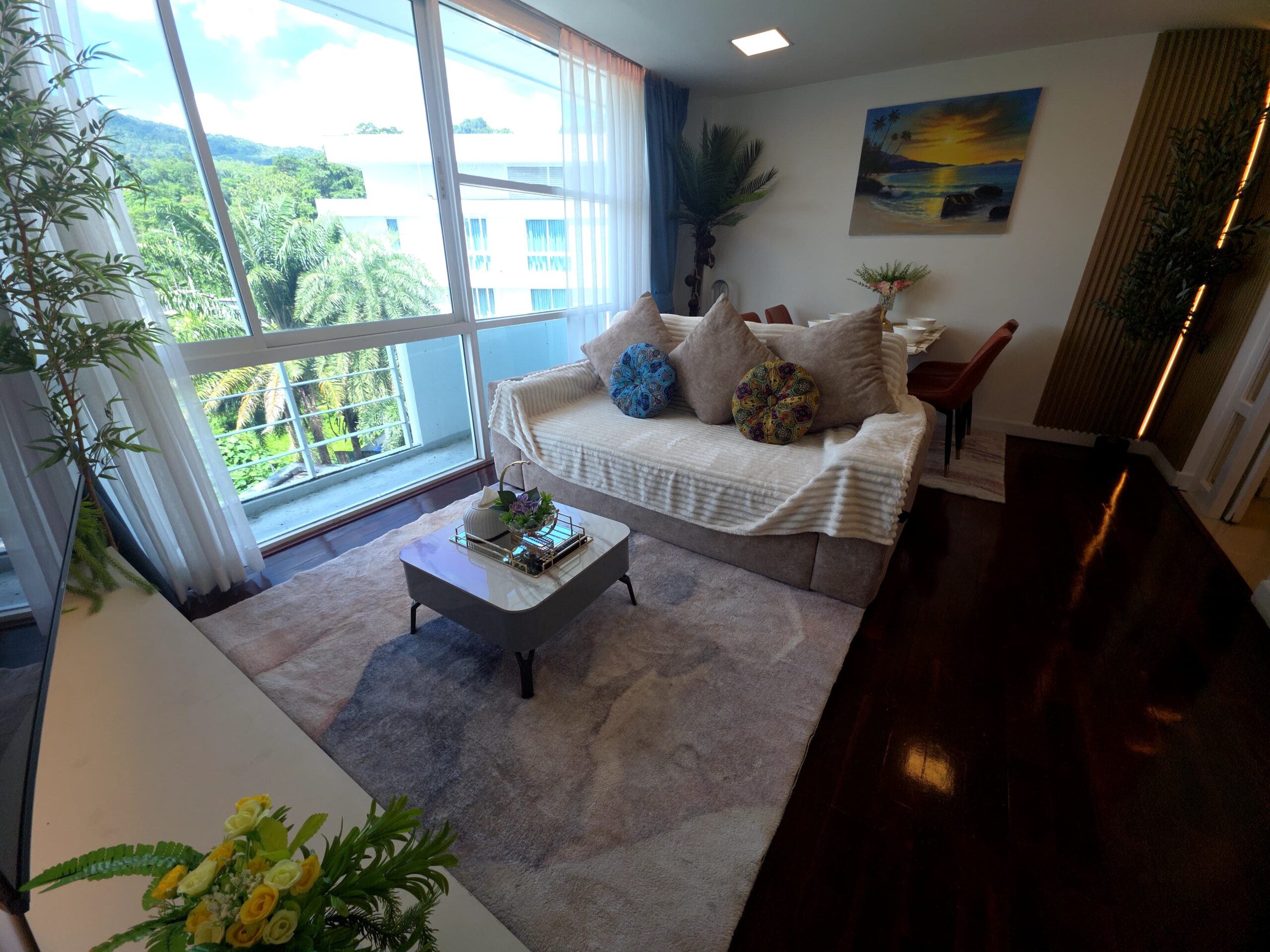 Two-bedroom apartment living area at Dee Residence Patong Phuket